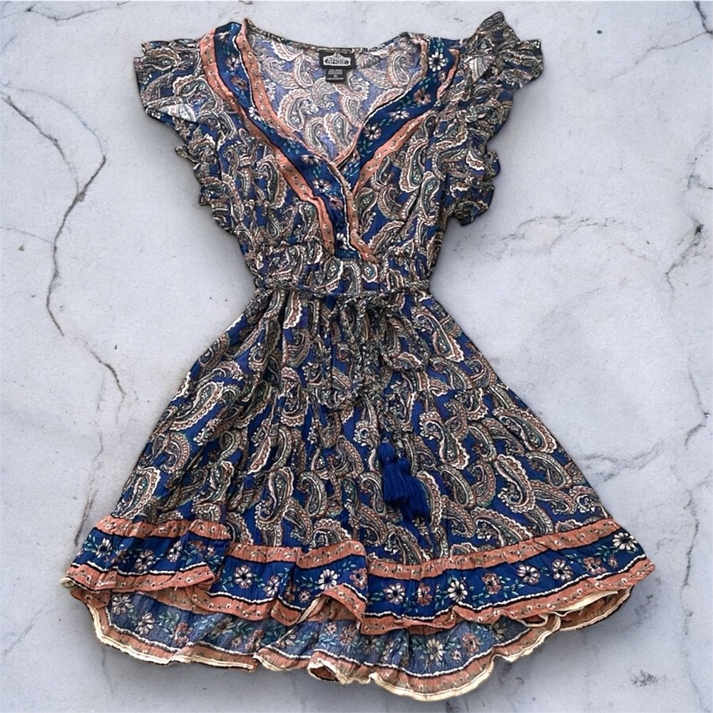 Angie Paisley Flutter Sleeve Mini Sundress
